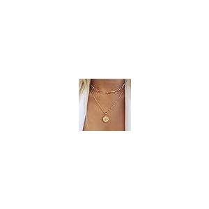 【並行輸入品】Alangbudu Dainty Layered Initial Necklaces for Women Trendy， 14K_8