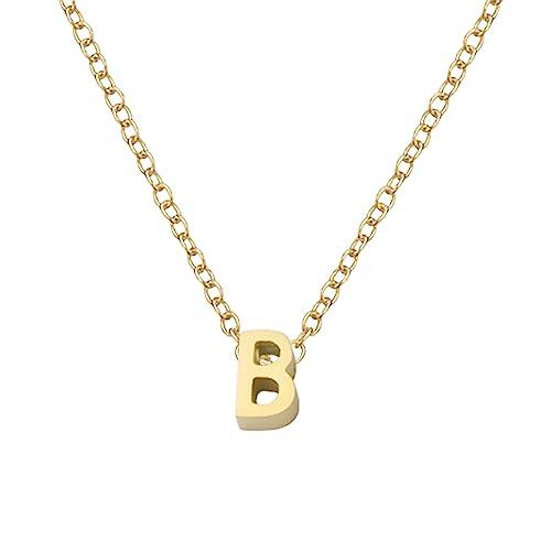 【並行輸入品】Alangbudu Initial Necklaces for Women， 14k Gold Plated Letter Ne_1