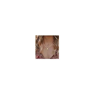 【並行輸入品】Alangbudu Initial Necklaces for Women， 14k Gold Plated Letter Ne_5