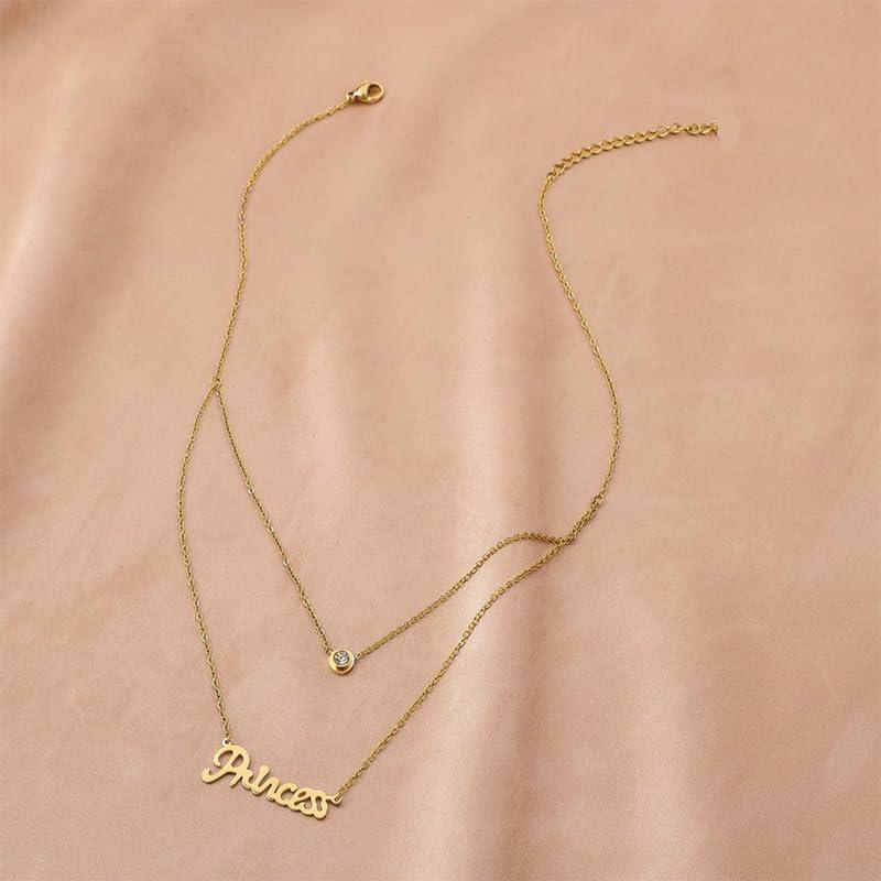 【並行輸入品】TACKAROR Layered Custom Name Necklace for Women 10K/14K/18K Goldの画像