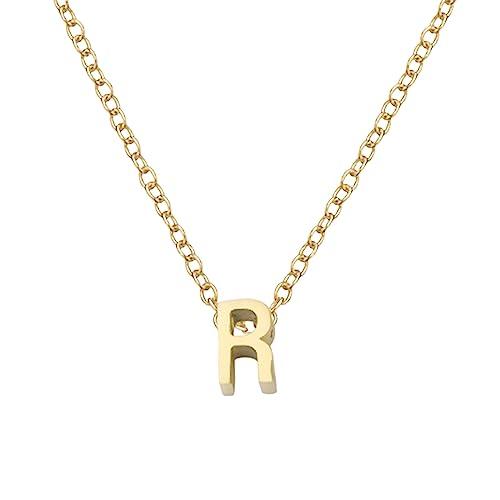 【並行輸入品】Alangbudu Initial Necklaces for Women， 14k Gold Plated Letter Ne_1