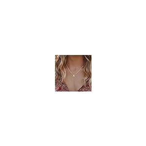 【並行輸入品】Alangbudu Initial Necklaces for Women， 14k Gold Plated Letter Ne_5