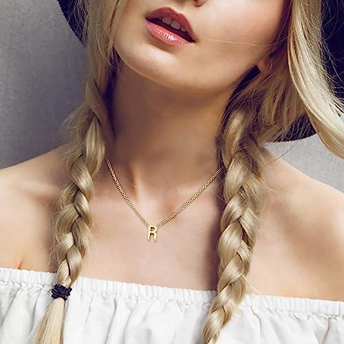【並行輸入品】Alangbudu Initial Necklaces for Women， 14k Gold Plated Letter Ne_7