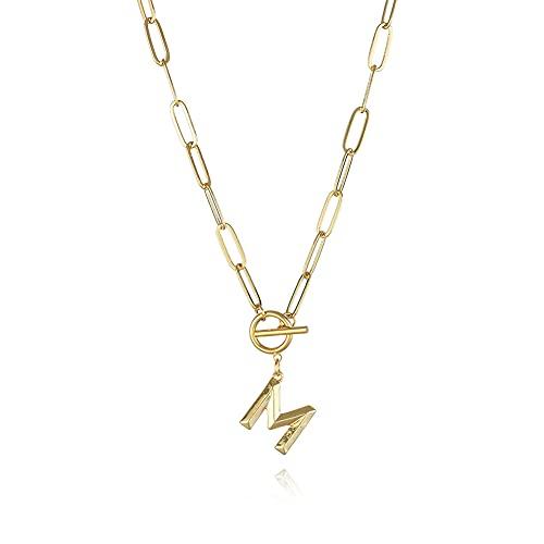 【並行輸入品】Kumshunie Toggle Clasp Initial Necklace for Women 18K Gold Lette_1