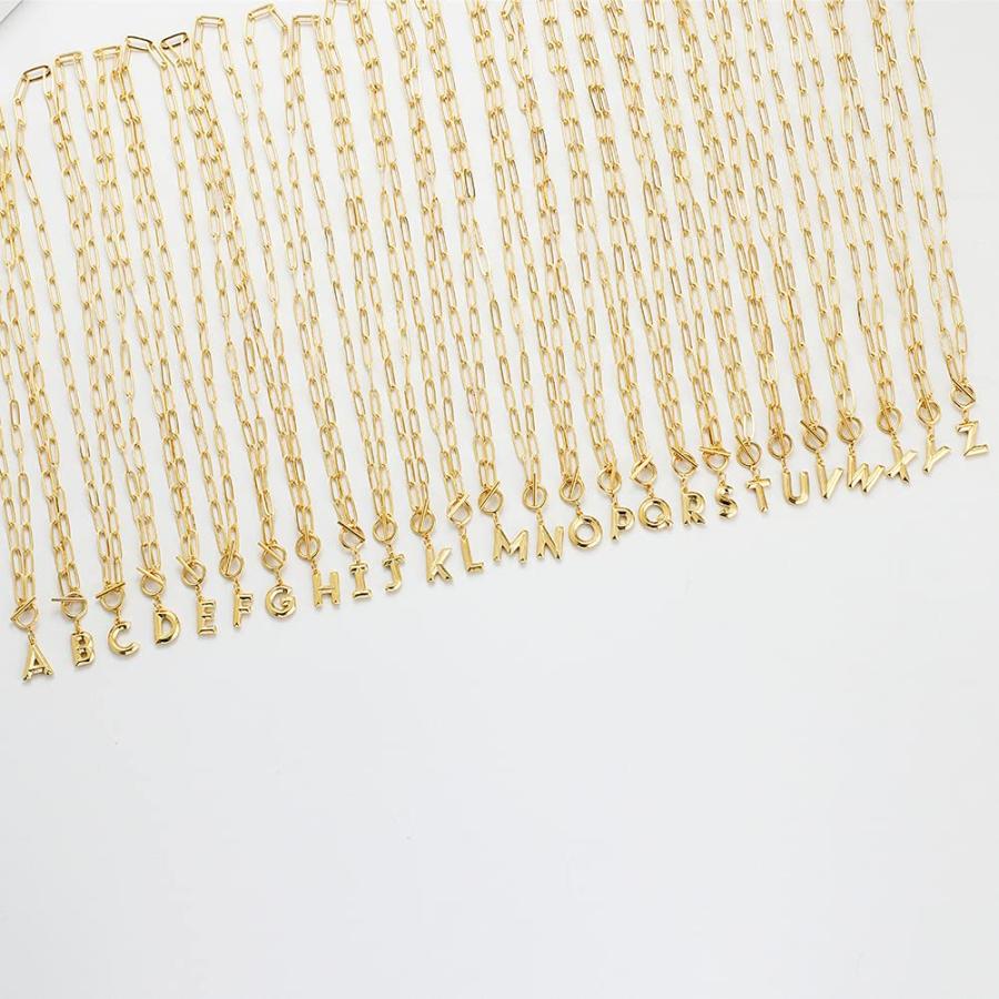 【並行輸入品】Kumshunie Toggle Clasp Initial Necklace for Women 18K Gold Lette_3