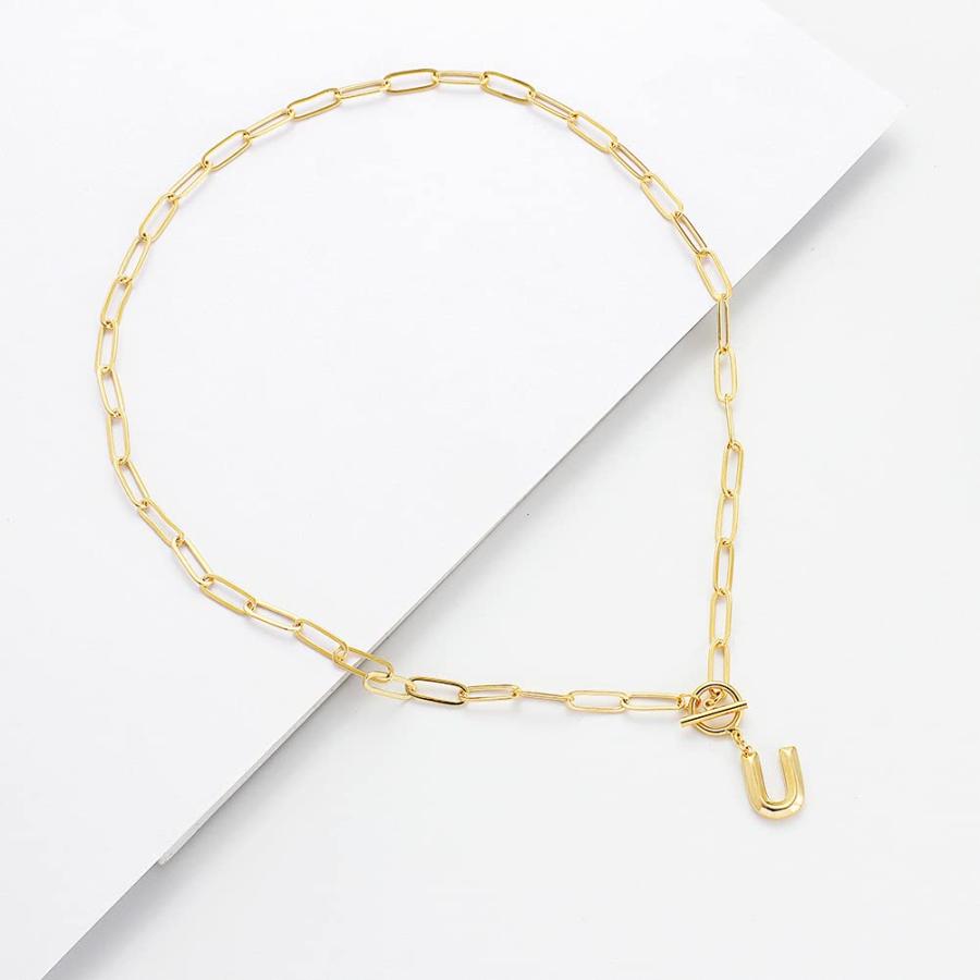 【並行輸入品】Kumshunie Toggle Clasp Initial Necklace for Women 18K Gold Lette_6