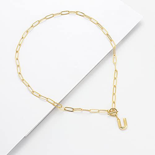 【並行輸入品】Kumshunie Toggle Clasp Initial Necklace for Women 18K Gold Lette_7