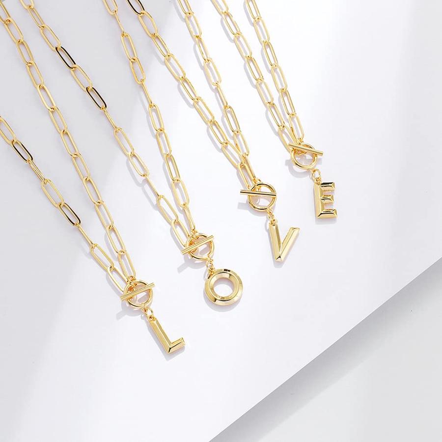 【並行輸入品】Kumshunie Toggle Clasp Initial Necklace for Women 18K Gold Lette_9