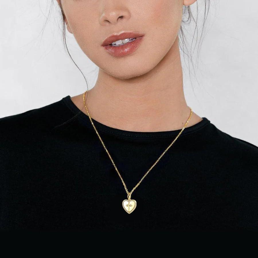 【並行輸入品】MUUYON 14K Gold Cross Urn Necklace for Ashes, 10K/14K/18K Gold Hの画像
