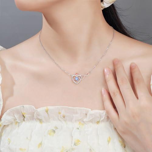 【並行輸入品】ネックレス レディース インフィニティ ローズハート フラワーペンダントネックレス 誕生石クリスタル付き 母娘 義理の娘へのジュエ