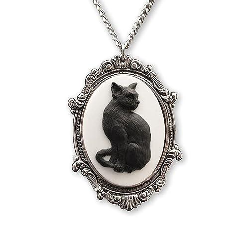 【並行輸入品】GYRMMUE ゴシックキャットネックレス 黒猫カメオペンダントネックレス ヴィンテージゴシックロープチェーン 猫チョーカー ダーの画像