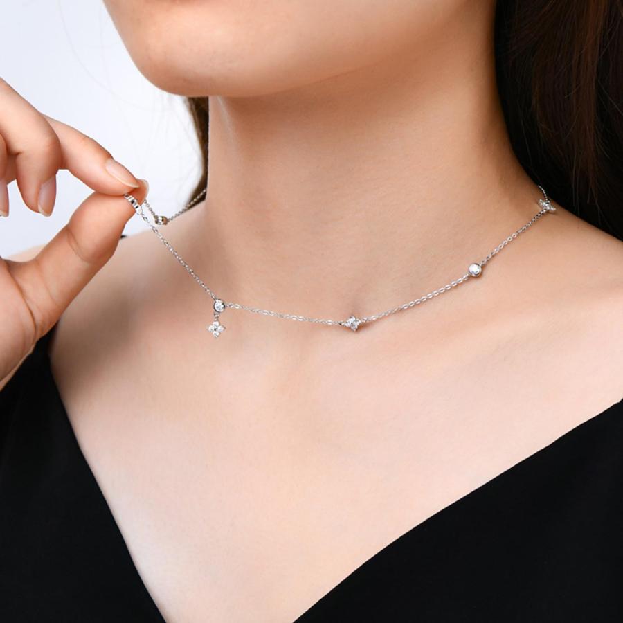 【並行輸入品】Artwis Lucky Four Leaf Clover Choker Necklace for Women 925 Ster