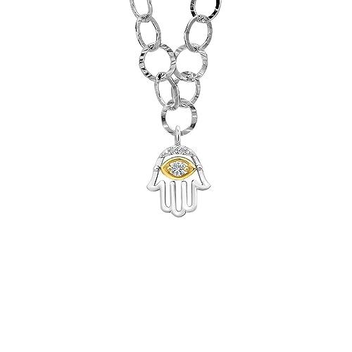 【並行輸入品】[Gem Stone King] 0.05カラット モアサナイト ネックレス レディース シルバー925 ＆10金 イエローゴール_1