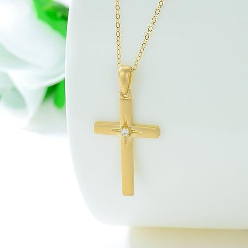 【並行輸入品】SISGEM 天然ダイヤモンドクロスネックレス レディース 14K リアルゴールド 十字架 クロスペンダントネックレス 彼女 母_7