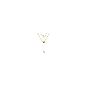 SISGEM イエローゴールド 蜂 ネックレス パール付き 女性用 14K リアルゴールド ハニカム ハニー Yネックレス ペンダ 並行輸入品｜best-style｜03