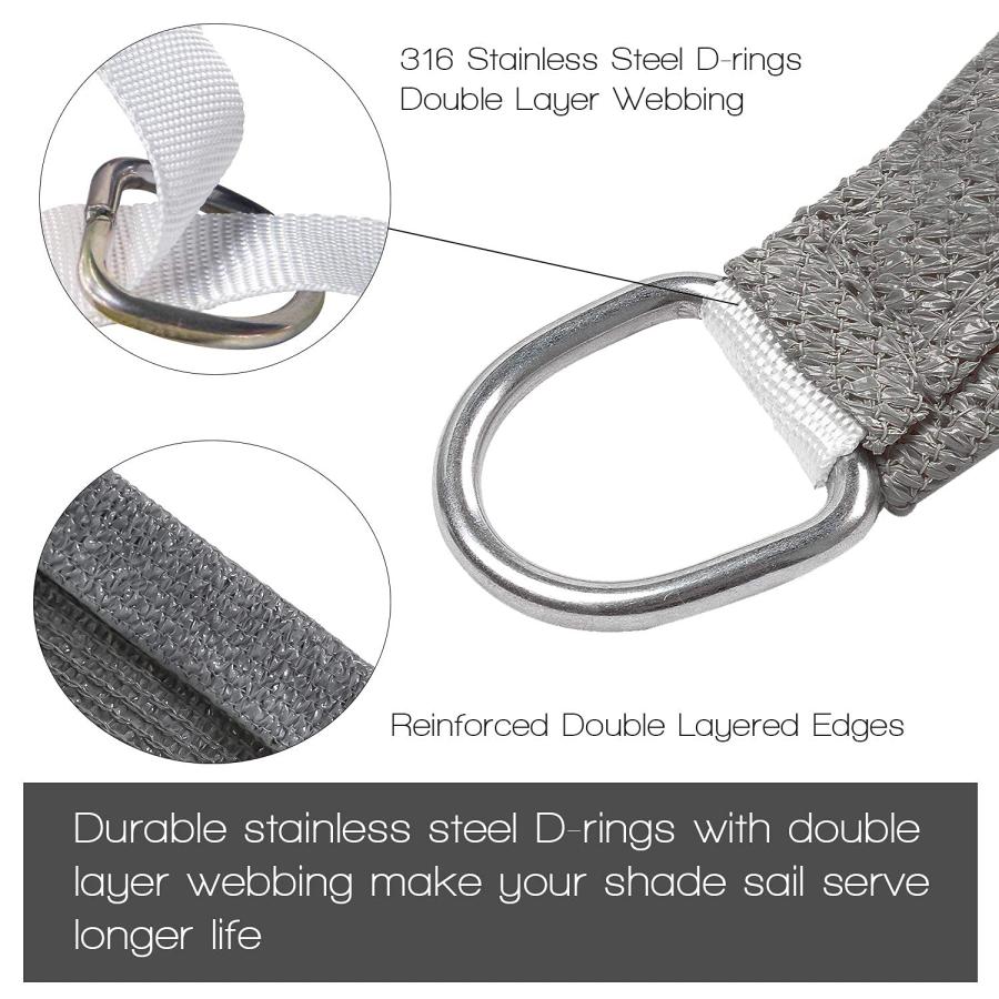 【並行輸入品】Artpuch 12'x12' Customize Dark Grey Sun Shade Sail UV Block 185_3