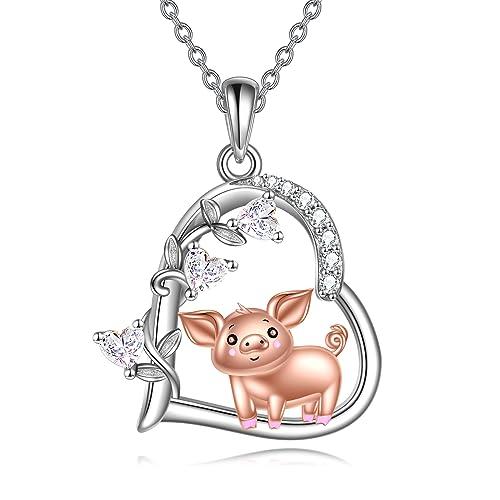 並行輸入品】WTENIY ブタネックレス スターリングシルバー アニマル