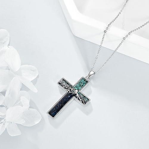 【並行輸入品】YFN クロスネックレス スターリングシルバー 宗教クロスペンダント クリスチャン ジュエリーギフト レディース メンズ， スター_7