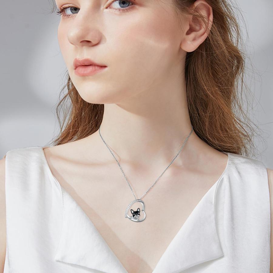 【並行輸入品】フレンチブルドッグネックレス 925スターリングシルバー インテリジェントキュートアニマルドッグネックレス フレンチブルドッグペン_3