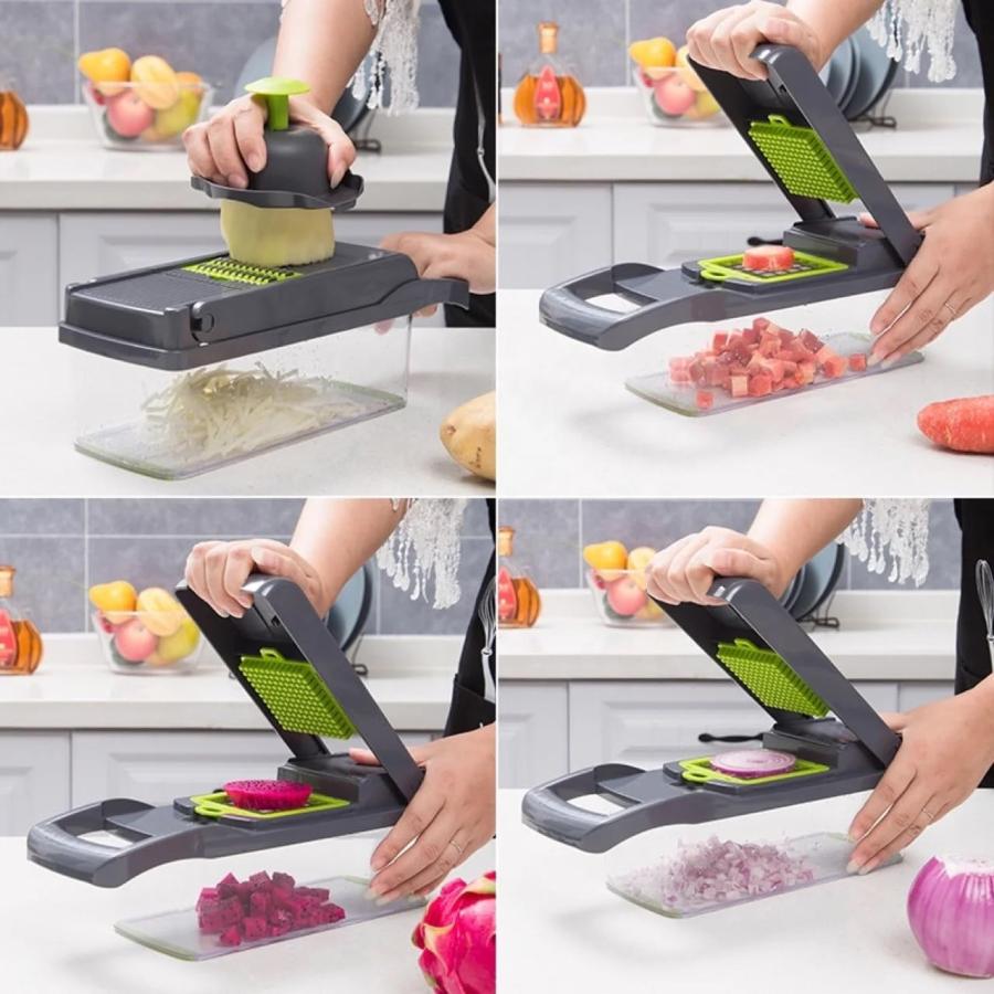 キッチン 12イン1 手動フルーツ野菜カッター タマネギダイサー キッチン 12イン1 手動フルーツ野菜カッター タマネギダイサー