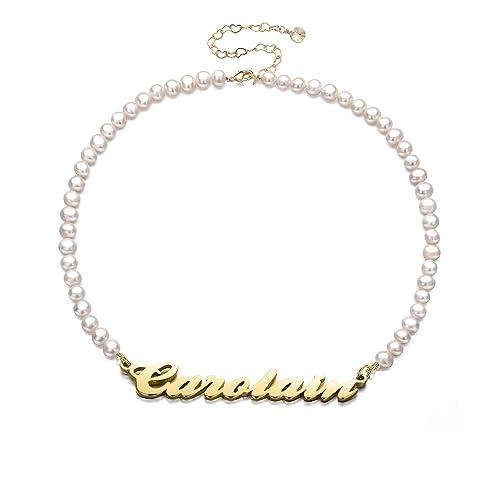 【並行輸入品】GLAVEHO Pearl Strands with Name Personalized Pearl Name Necklaceの画像