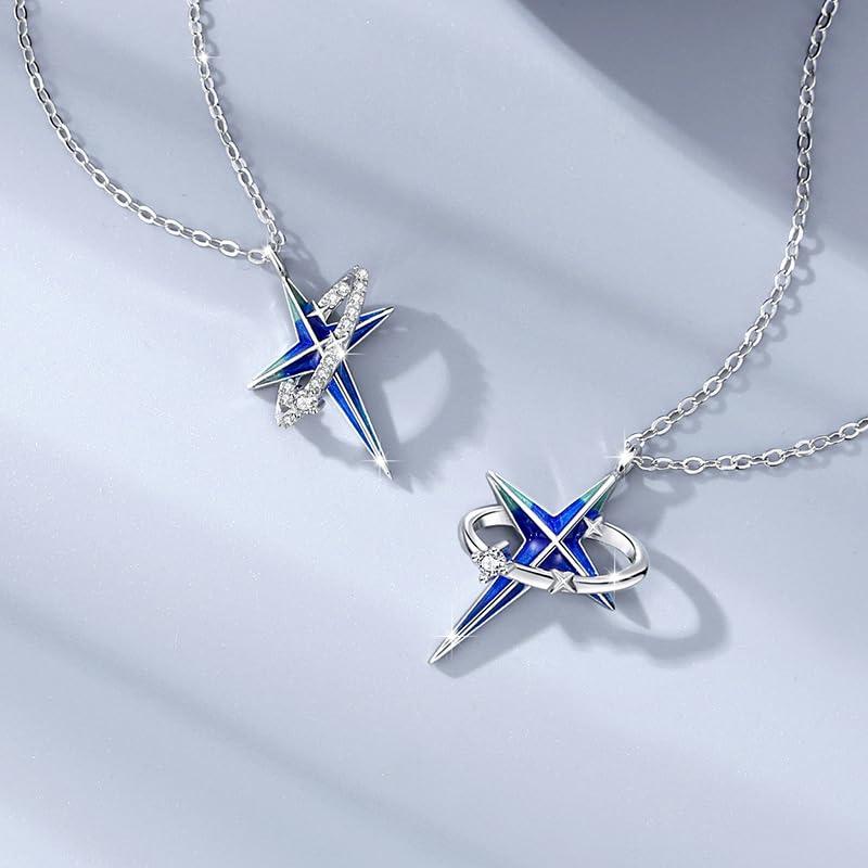 【並行輸入品】女性用ジュエリー ガールフレンドギフト 宇宙 惑星 星 月 レディース ネックレス 925スターリングシルバー 月と星 ペンダント_4