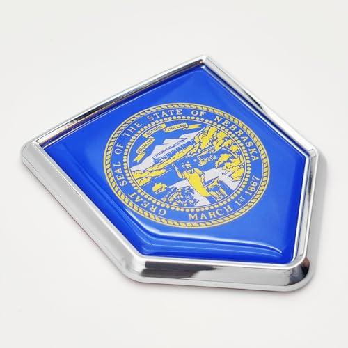 【並行輸入品】Overdecor 2 Pack Nebraska Flag Decal Sticker Emblem Chrome Shielの画像