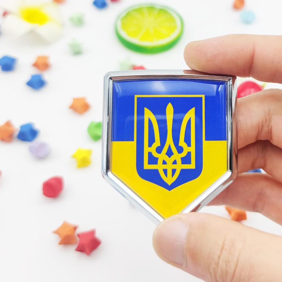 【並行輸入品】Overdecor 2 Pack Ukraine Flag with Trident Decal Sticker Emblemの画像