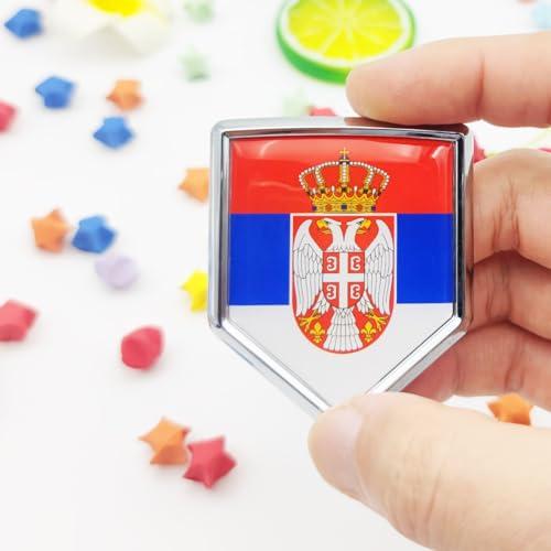 【並行輸入品】Overdecor セルビア国旗デカール セルビアステッカー エンブレム クロームシールドフラッグ 車のバンパー用 2個パック Oの画像