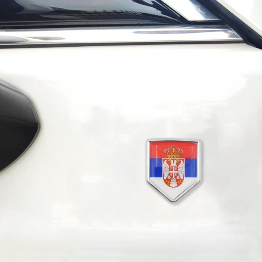【並行輸入品】Overdecor セルビア国旗デカール セルビアステッカー エンブレム クロームシールドフラッグ 車のバンパー用 2個パック Oの画像