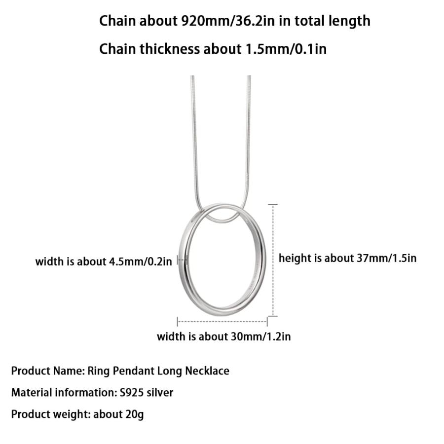 【並行輸入品】LEFEDA Unique Ring Pendant Long Necklace Women Sweater 925 Sterlの画像