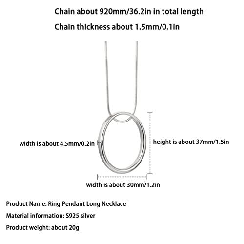 【並行輸入品】LEFEDA Unique Ring Pendant Long Necklace Women Sweater 925 Sterlの画像