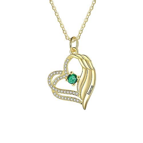 【並行輸入品】BETHZA 10K 14K 18K Solid Gold Personalized Heart Necklace for Woの画像