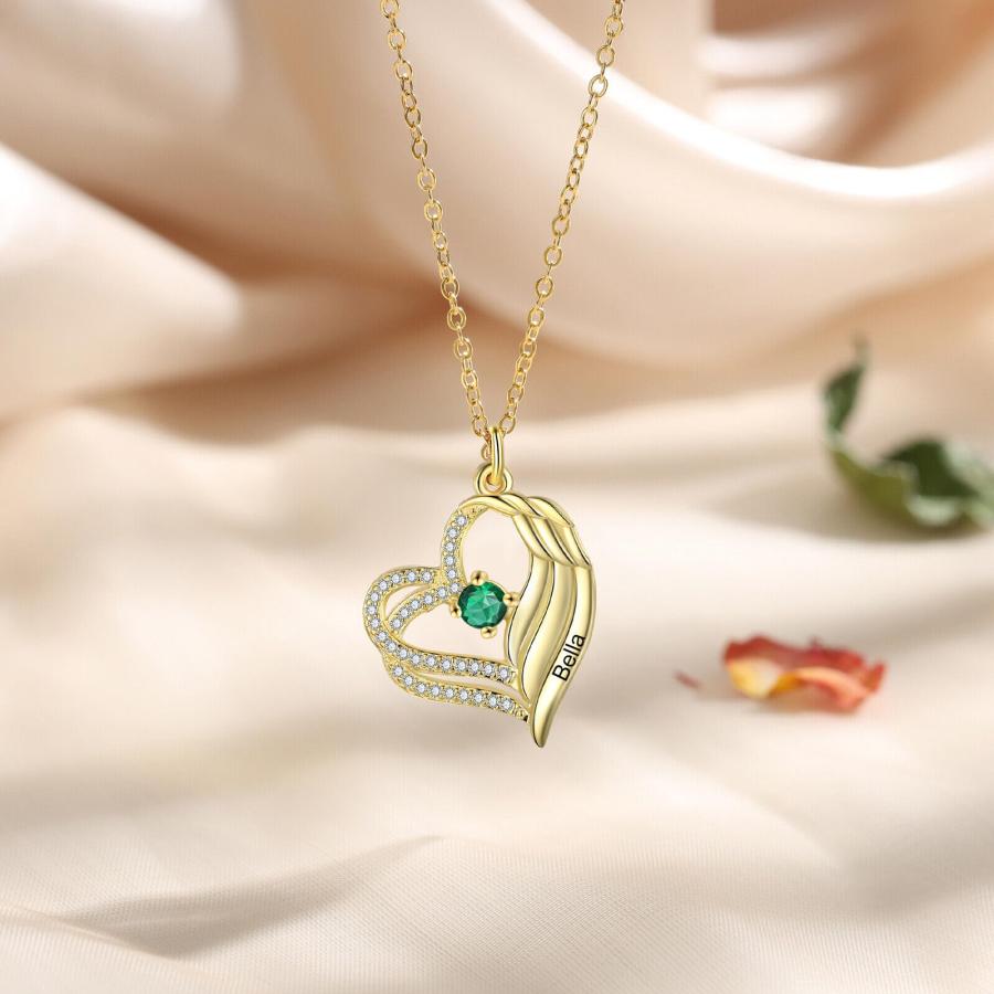 【並行輸入品】BETHZA 10K 14K 18K Solid Gold Personalized Heart Necklace for Woの画像