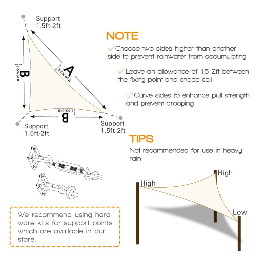 【並行輸入品】Artpuch 12'x20'x23.3' Customize Cream Sun Shade Sail UV Block 18_6