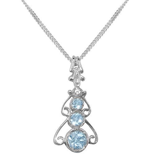 【並行輸入品】LBG 925 Sterling Silver Pendant & Chain with Genuine Aquamarineの画像