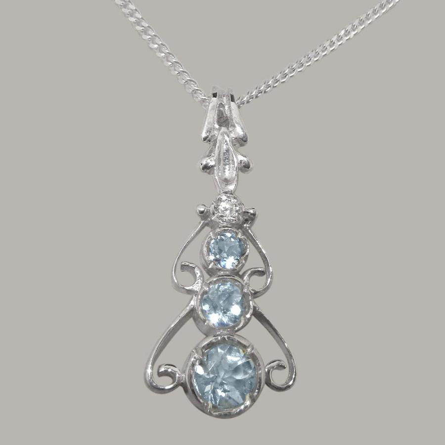 【並行輸入品】LBG 925 Sterling Silver Pendant & Chain with Genuine Aquamarineの画像