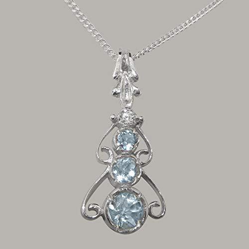 【並行輸入品】LBG 925 Sterling Silver Pendant & Chain with Genuine Aquamarineの画像