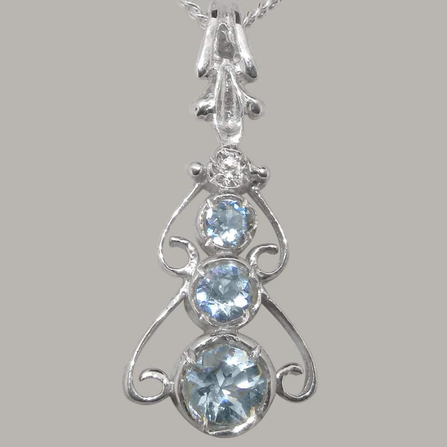 【並行輸入品】LBG 925 Sterling Silver Pendant & Chain with Genuine Aquamarineの画像