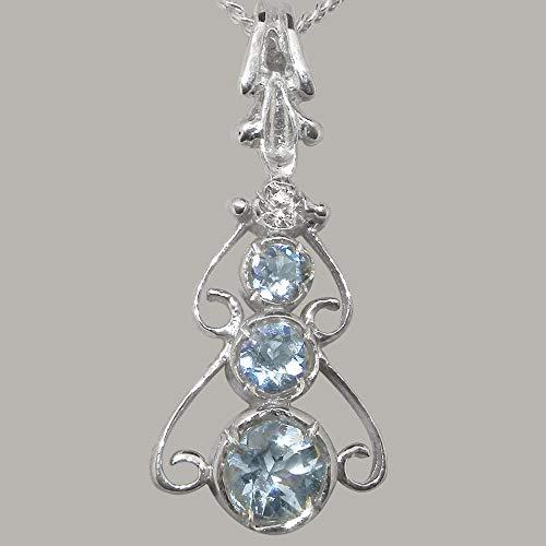 【並行輸入品】LBG 925 Sterling Silver Pendant & Chain with Genuine Aquamarineの画像