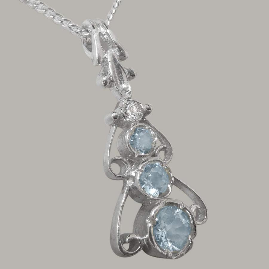 【並行輸入品】LBG 925 Sterling Silver Pendant & Chain with Genuine Aquamarineの画像