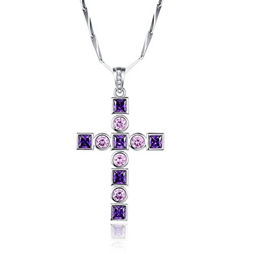 【並行輸入品】Narica 925 Sterling Silver Good Luck Cross Necklace Created Ruby_1