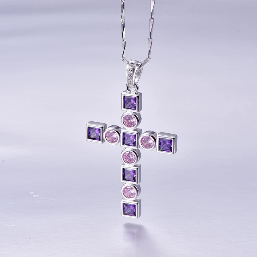 【並行輸入品】Narica 925 Sterling Silver Good Luck Cross Necklace Created Ruby_3