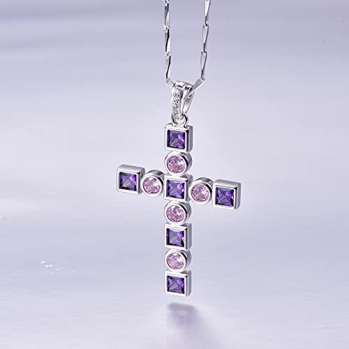【並行輸入品】Narica 925 Sterling Silver Good Luck Cross Necklace Created Ruby_4