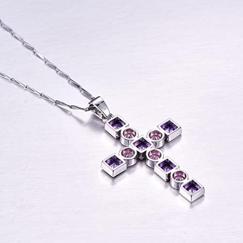 【並行輸入品】Narica 925 Sterling Silver Good Luck Cross Necklace Created Ruby_7