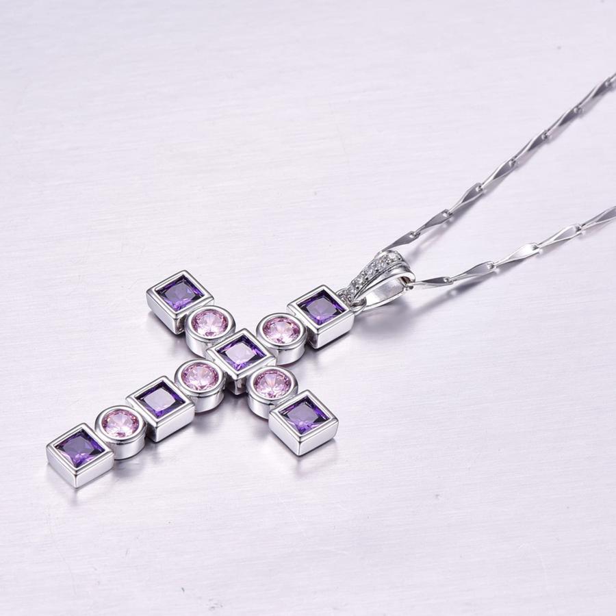【並行輸入品】Narica 925 Sterling Silver Good Luck Cross Necklace Created Ruby_9