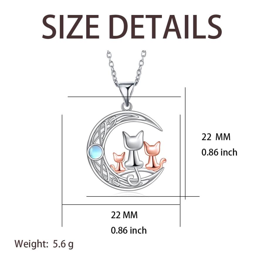 【並行輸入品】TALYKONG キャットネックレス レディース 3匹 猫 月 ムーンストーン ペンダントネックレス ジュエリーギフト 女の子向け_6