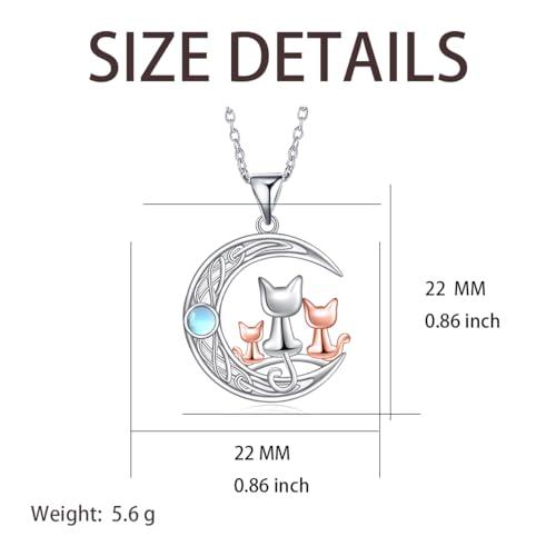 【並行輸入品】TALYKONG キャットネックレス レディース 3匹 猫 月 ムーンストーン ペンダントネックレス ジュエリーギフト 女の子向け_7