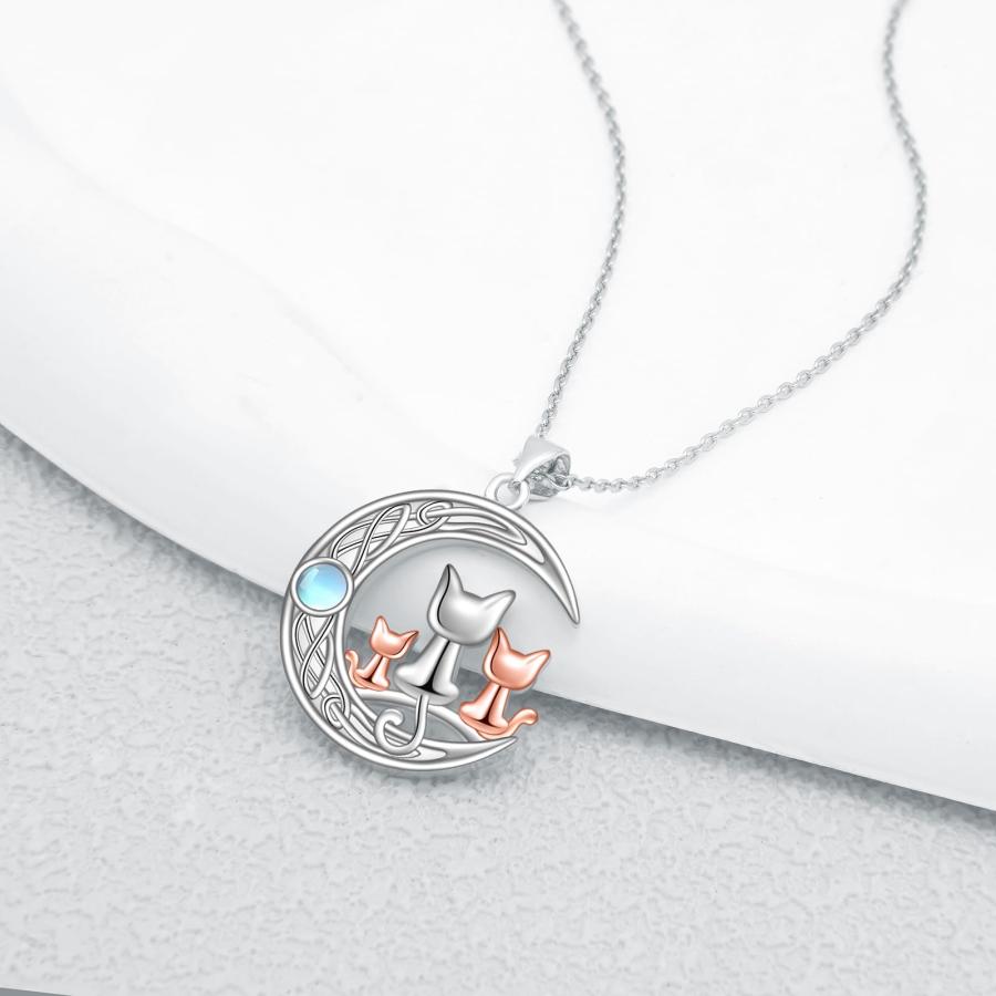 【並行輸入品】TALYKONG キャットネックレス レディース 3匹 猫 月 ムーンストーン ペンダントネックレス ジュエリーギフト 女の子向け_9