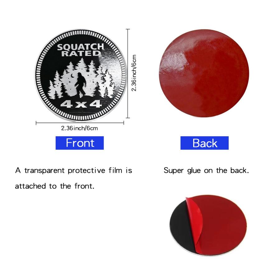 【並行輸入品】2 PCS Squatch Badge Rated Car Emblem, 4 x 4 Metal Automotive Badの画像